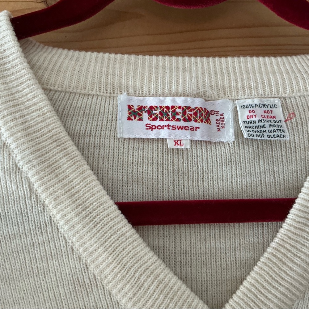 Men's V-Neck Sweater by K. One Box - Cream